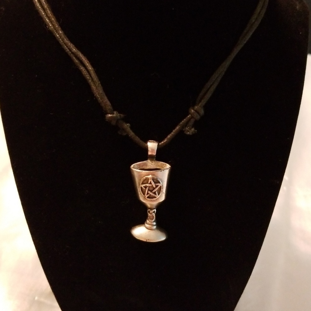 Pewter Wicca Pentagram Chalice Necklace